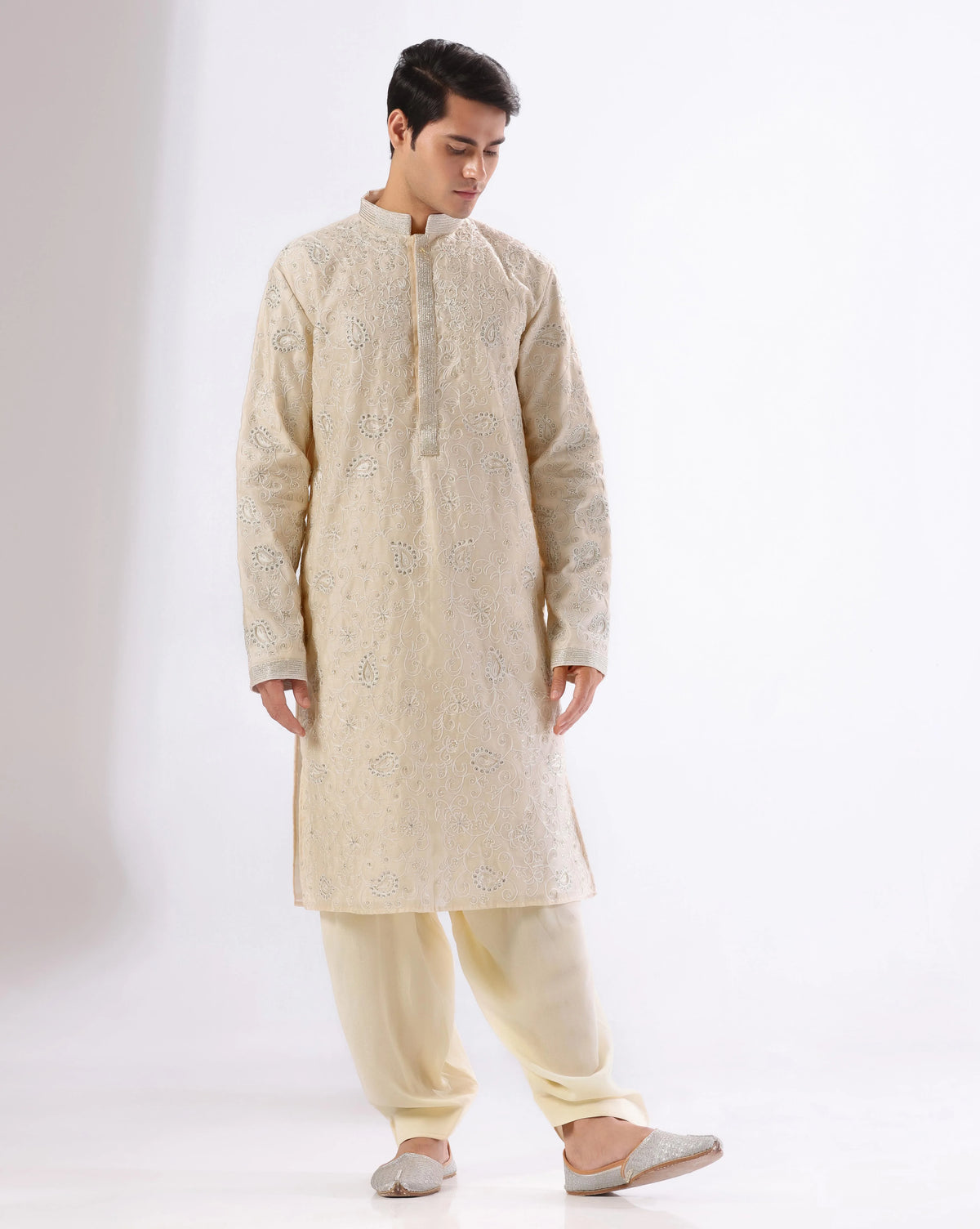 Men's ivory chanderi kurta — RNG REZA