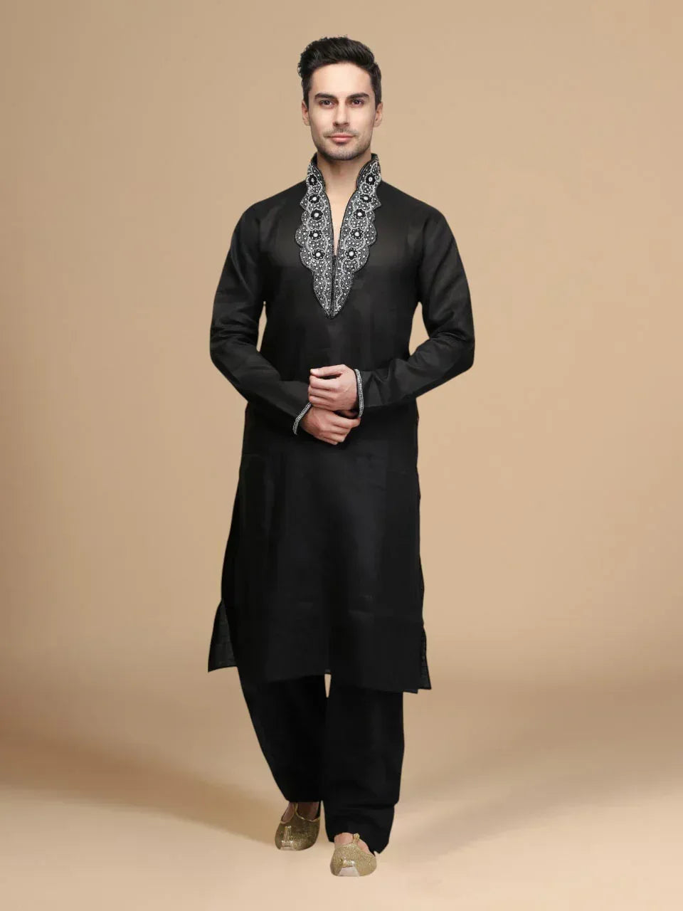 Men's classic black kurta salwar set — RNG REZA
