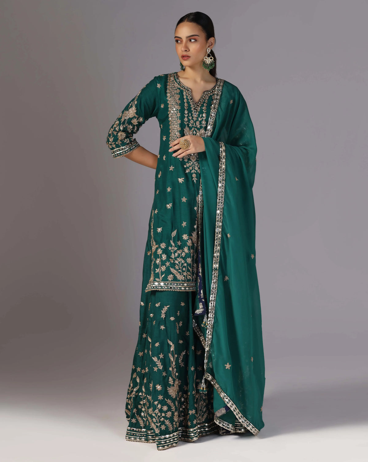 Women's green silk suit — RNG REZA