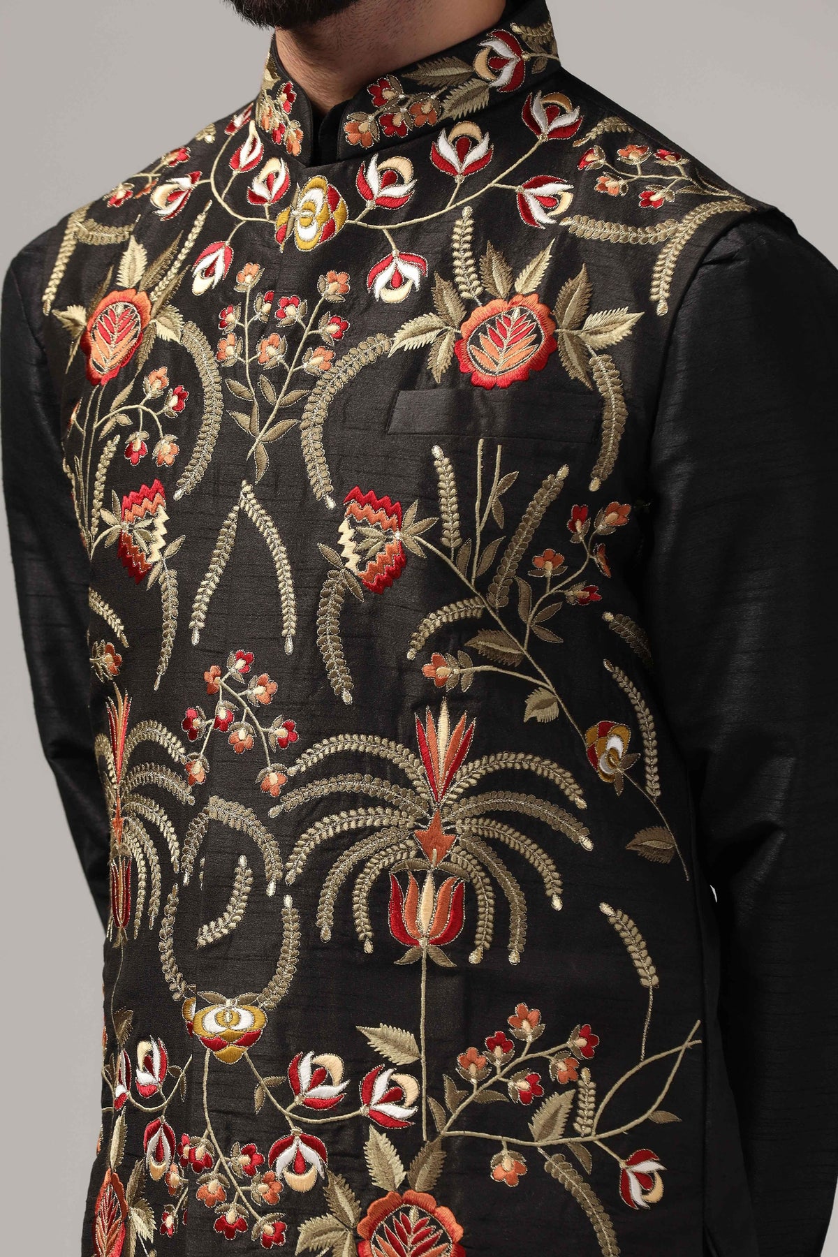 Multicolor resham thread embroidered - Only Nehru Jacket