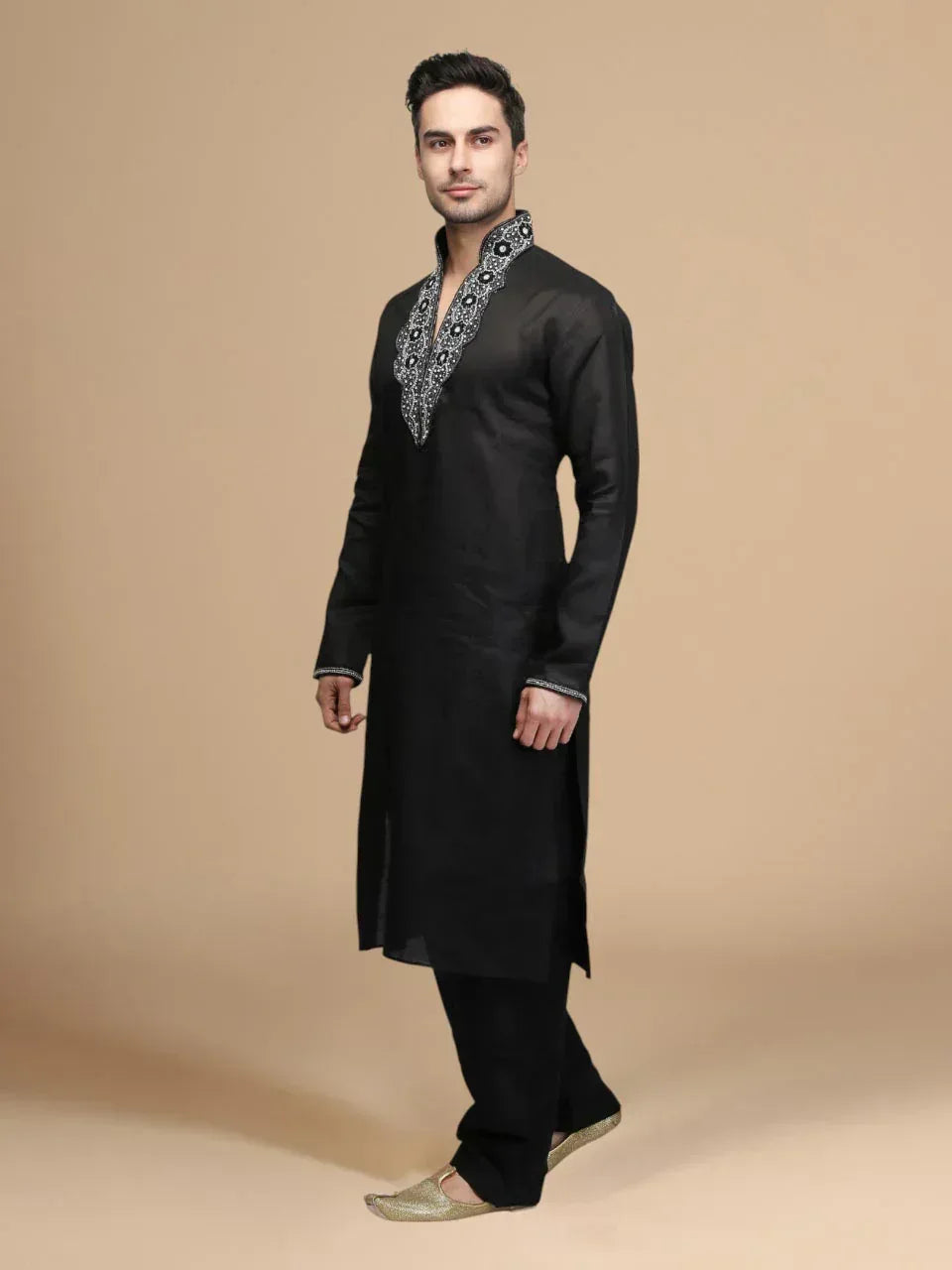 Men's Classic Black Kurta Salwar Set