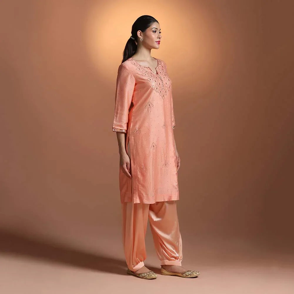 Peach Mukesh Kurti