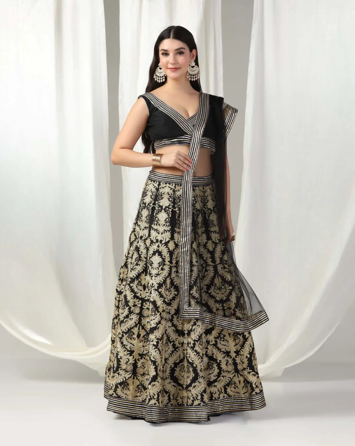 Black Gold Gotta Zari Lehenga