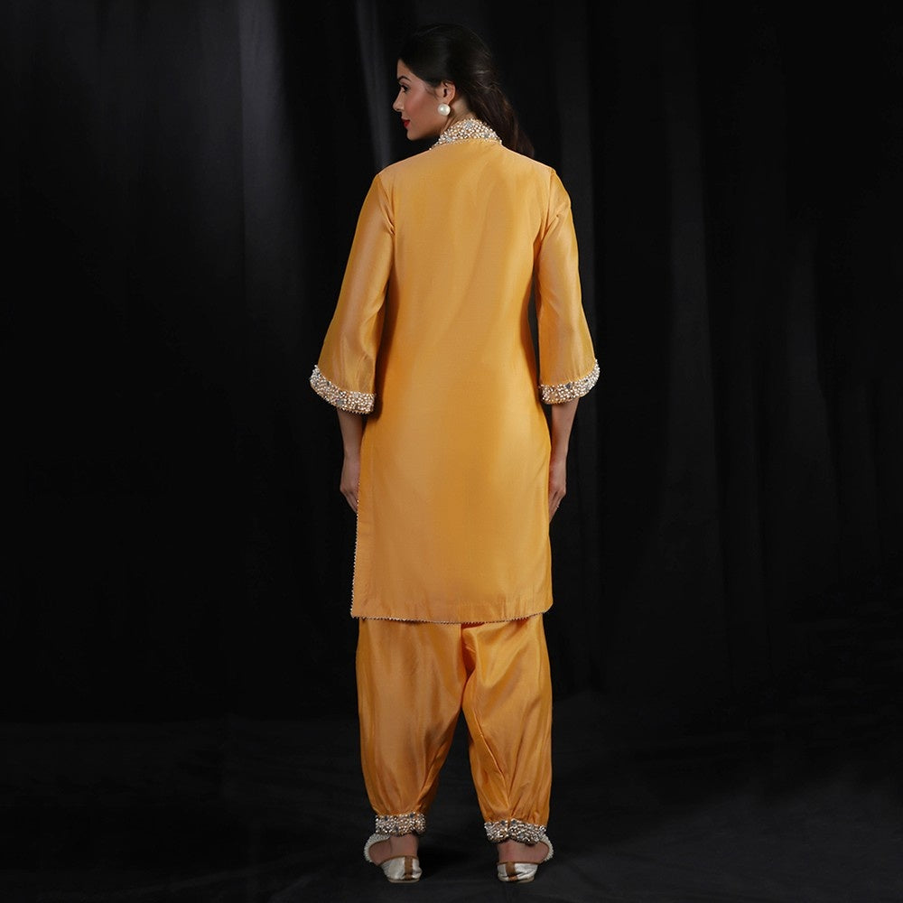 Orange Chanderi Embroidered Co-ord Set
