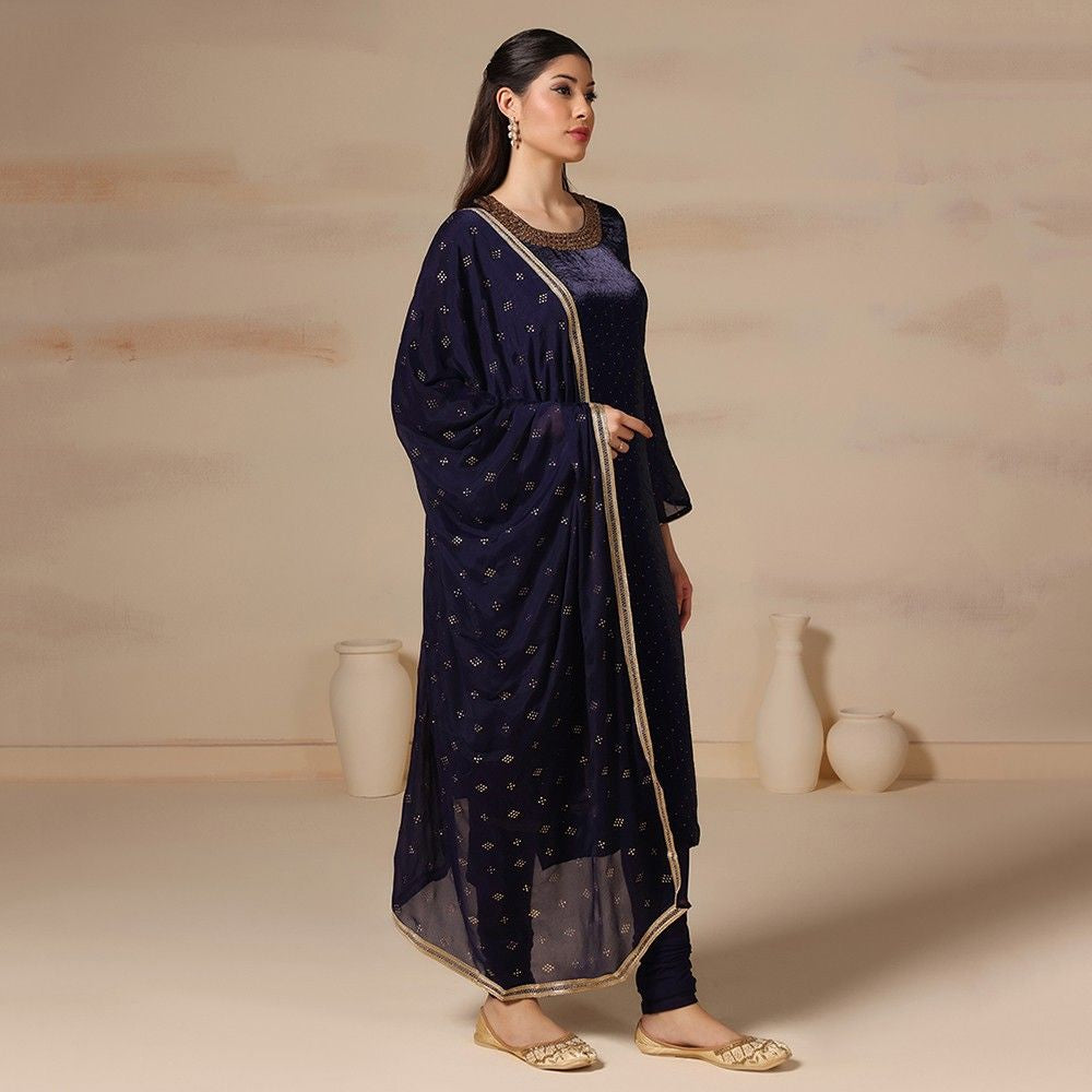 Blue Organza Kurta Set