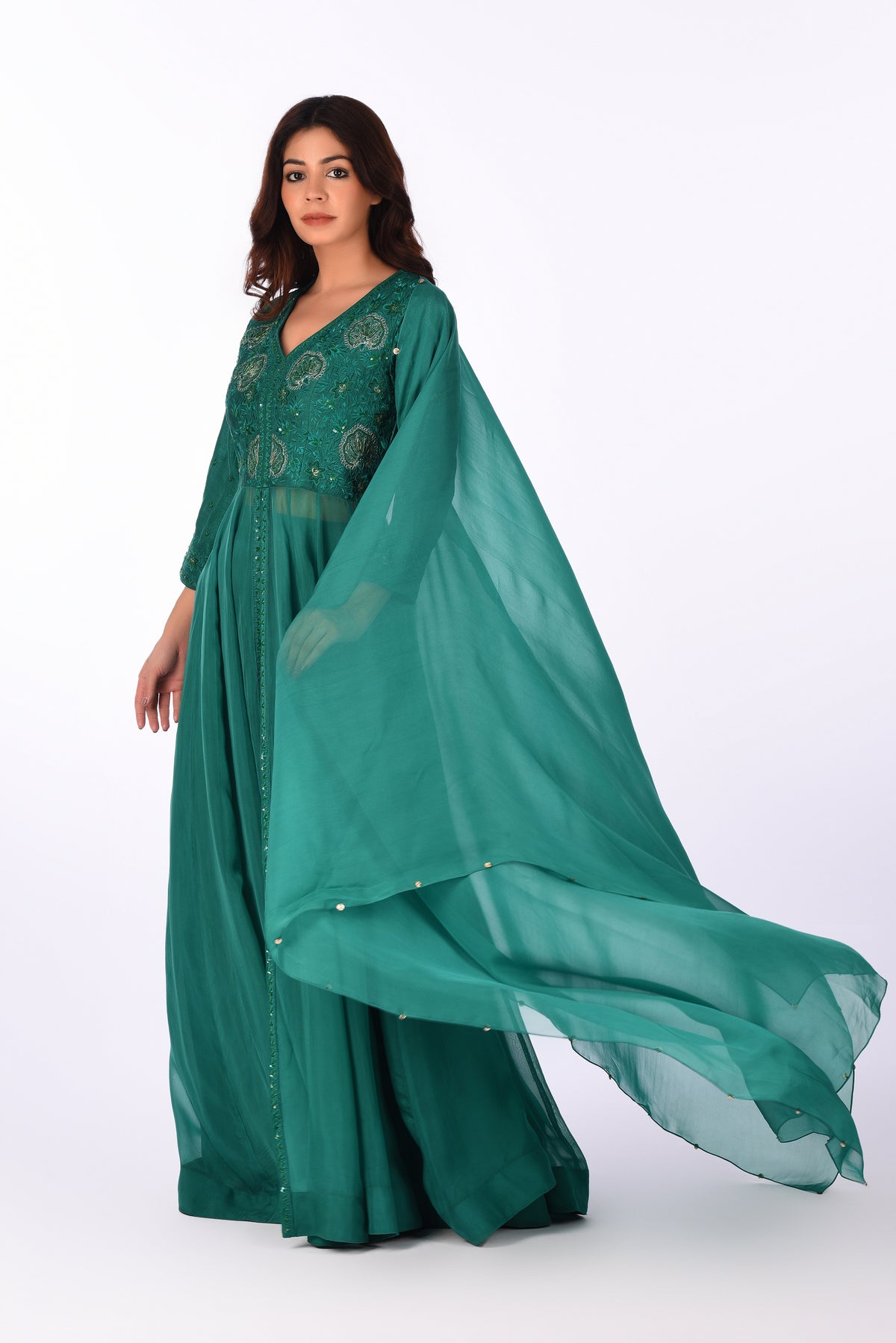 Anarkali Suit Emerald Green Embroidered Anarkali Set