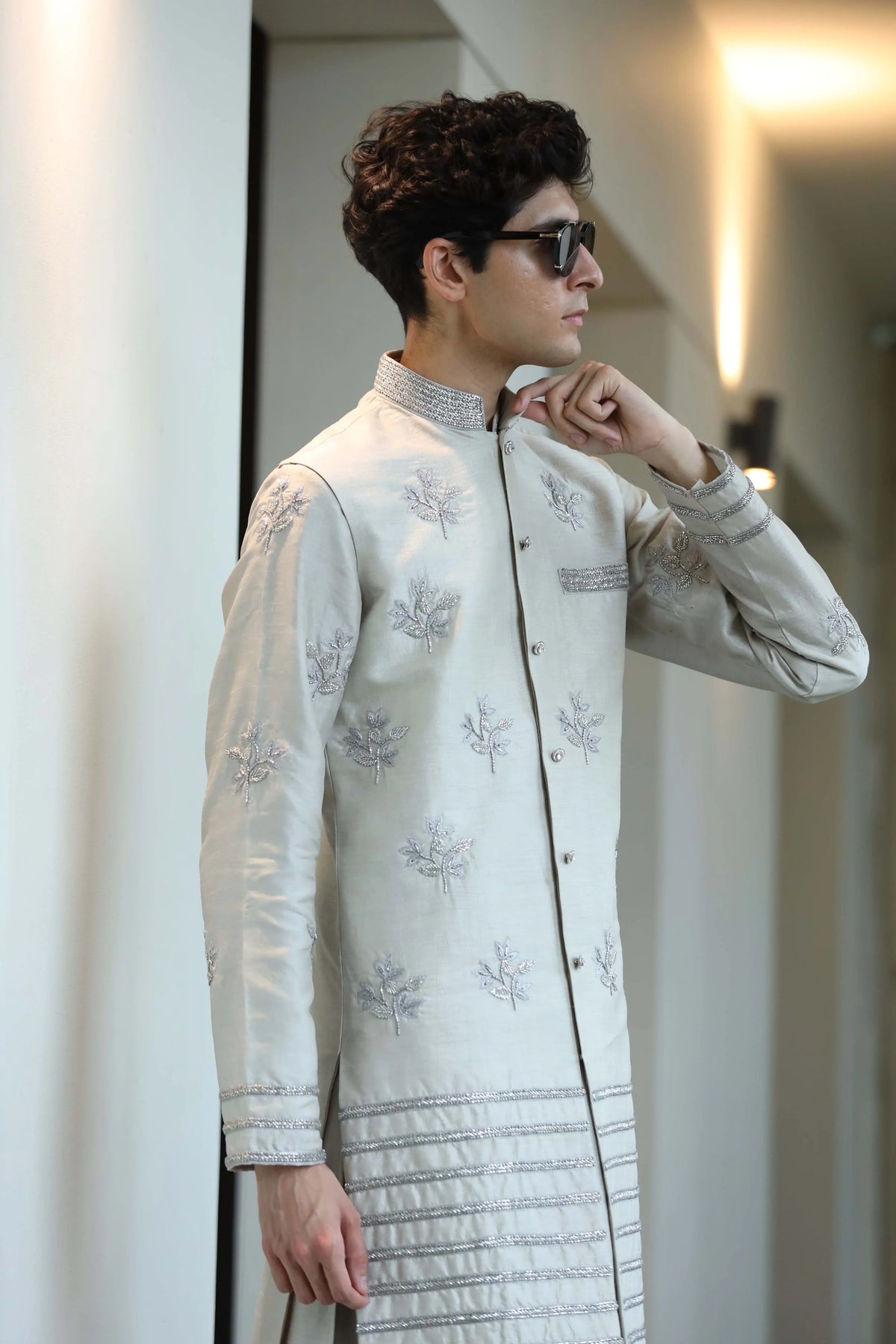 Moon Grey Men's Long Bundi Jacket