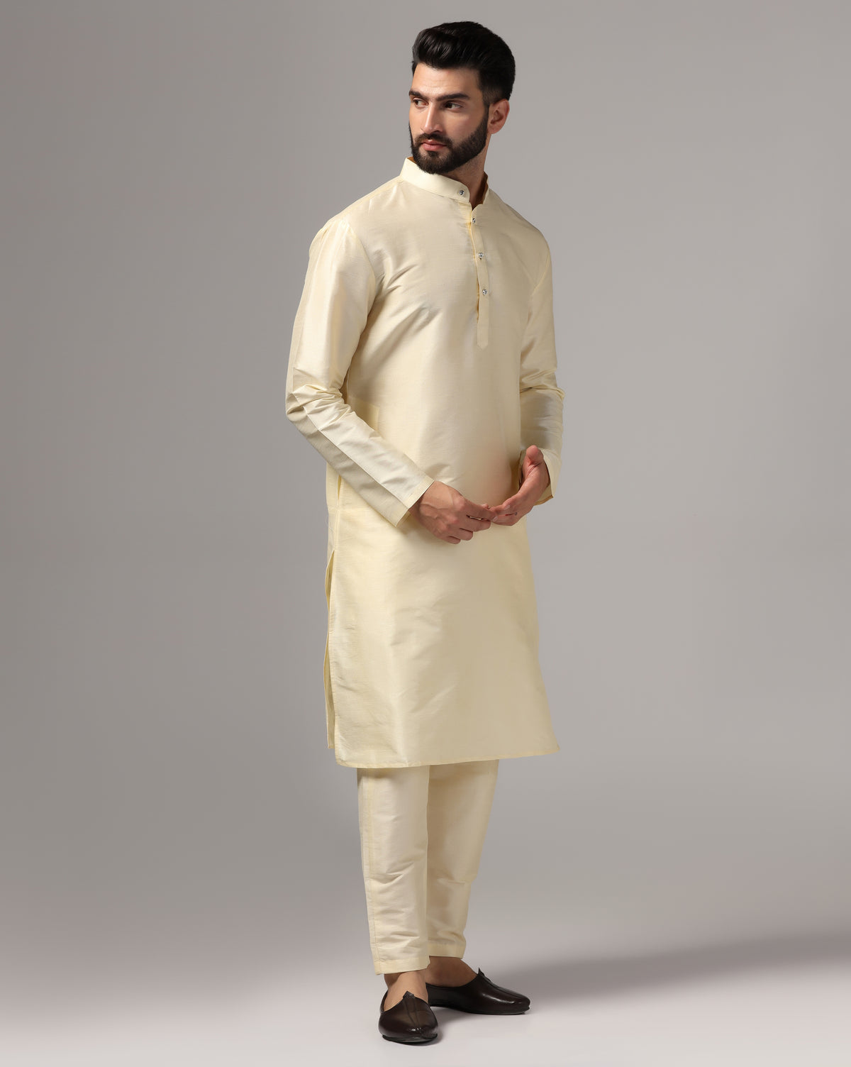 Classic Ivory Dupion Silk Kurta Set