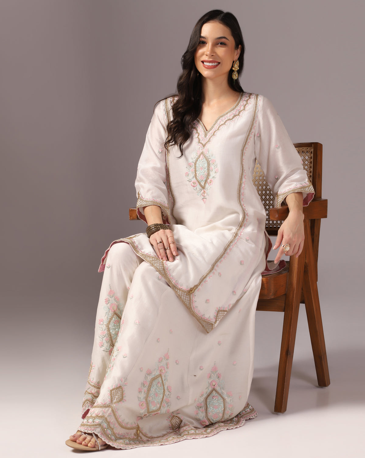 Embroidered Kurta Sharara Set