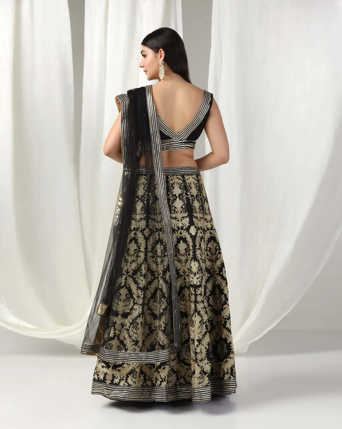 Black Gold Gotta Zari Lehenga