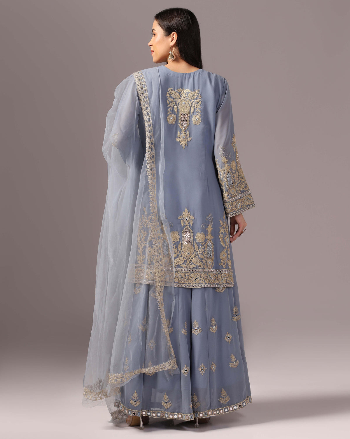 Georgette Grey Sharara Elegance