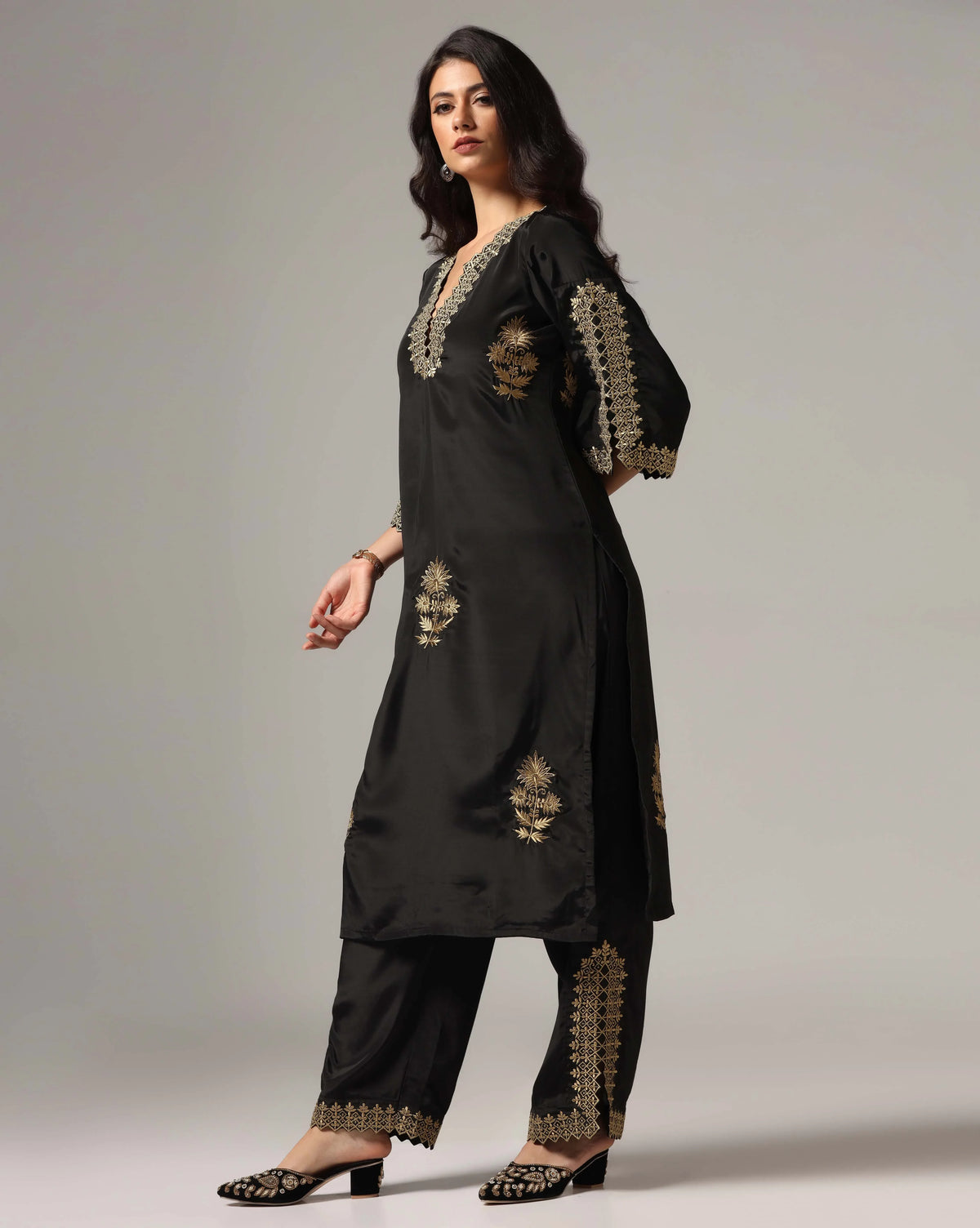 Black Gold Embroidered Set