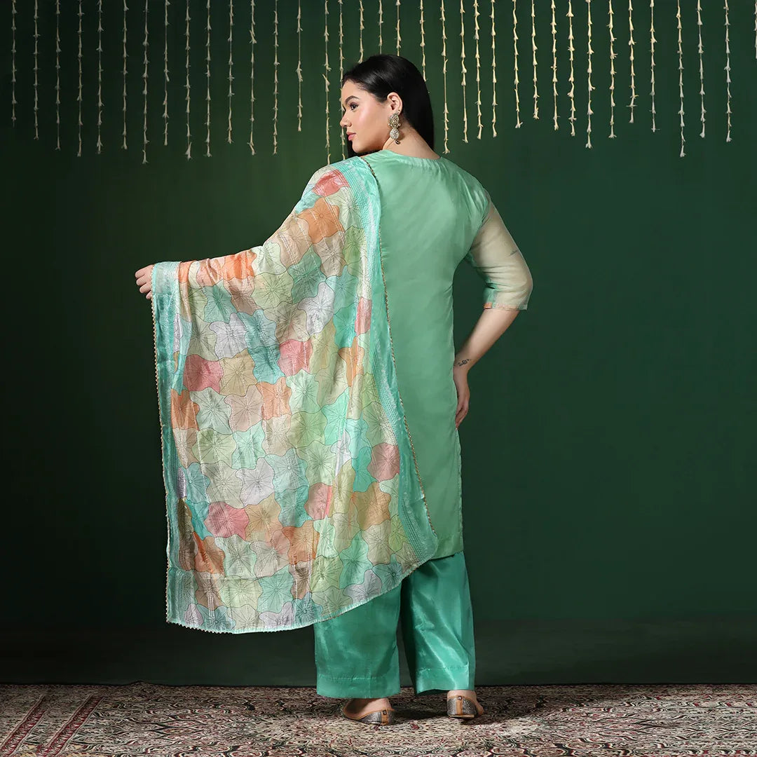 Printed Organza Suit
