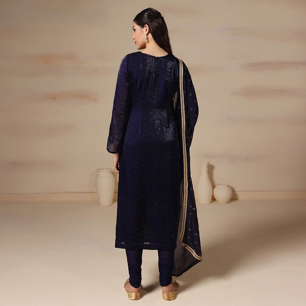 Blue Organza Kurta Set