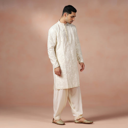 Men's classic ivory chanderi kurta set — RNG REZA