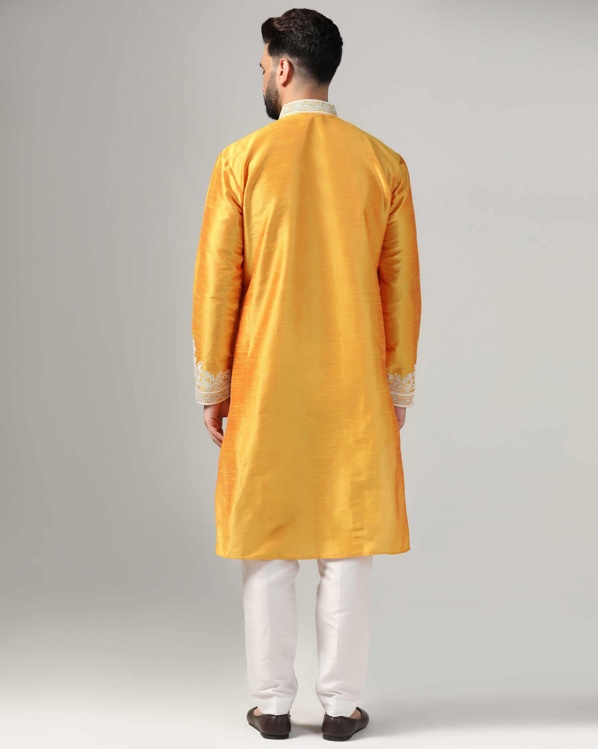Vibrant Yellow Embroidered Men's Kurta