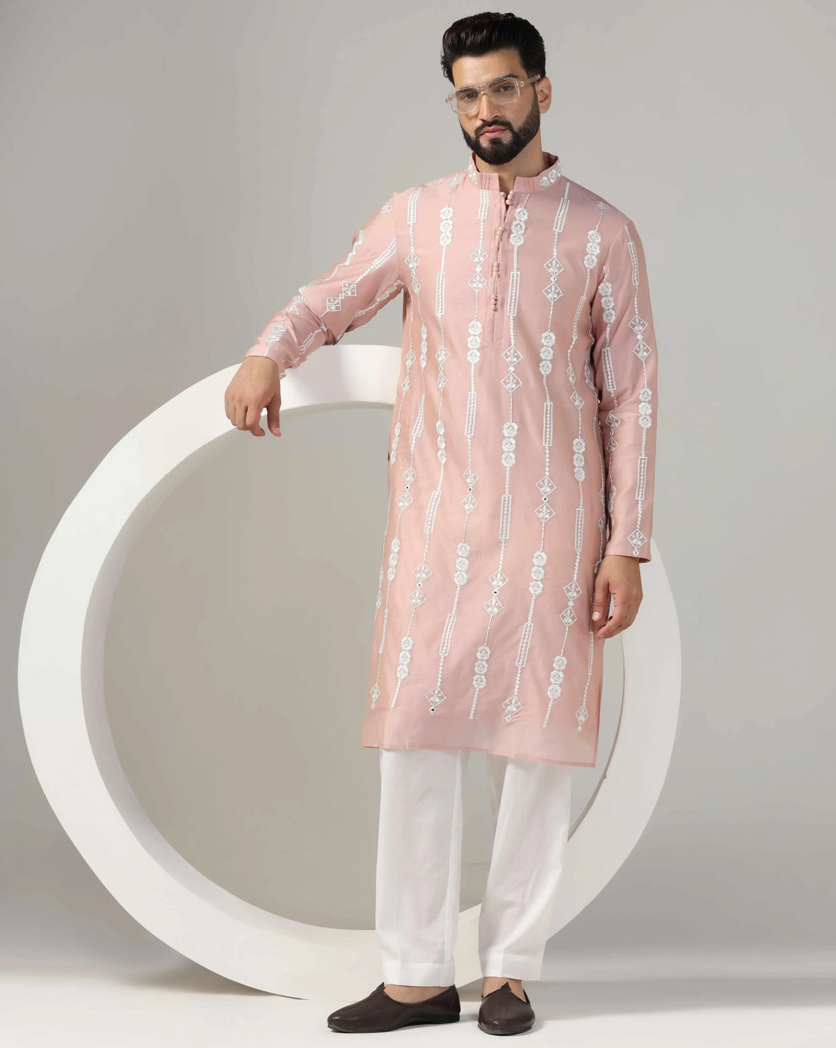 Men's Ethnic Blush Pink Kurta Set