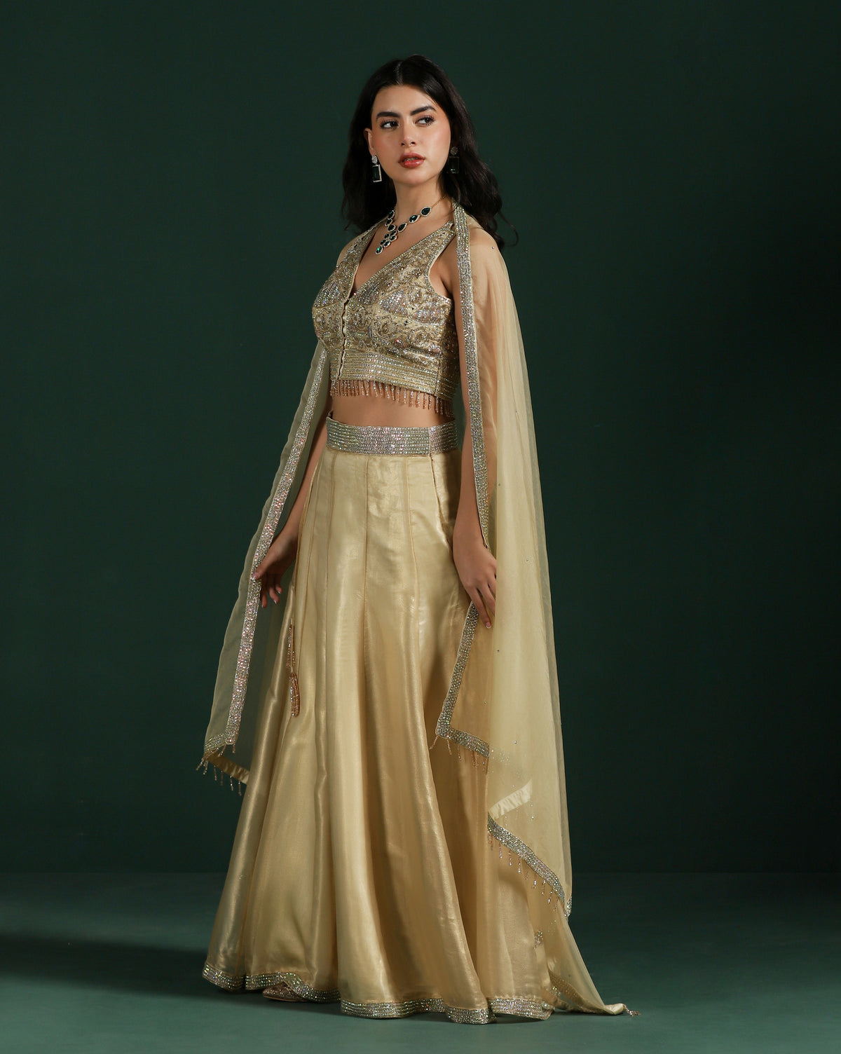 Classic Gold Silk Lehenga With Intricate Hand Embroidery