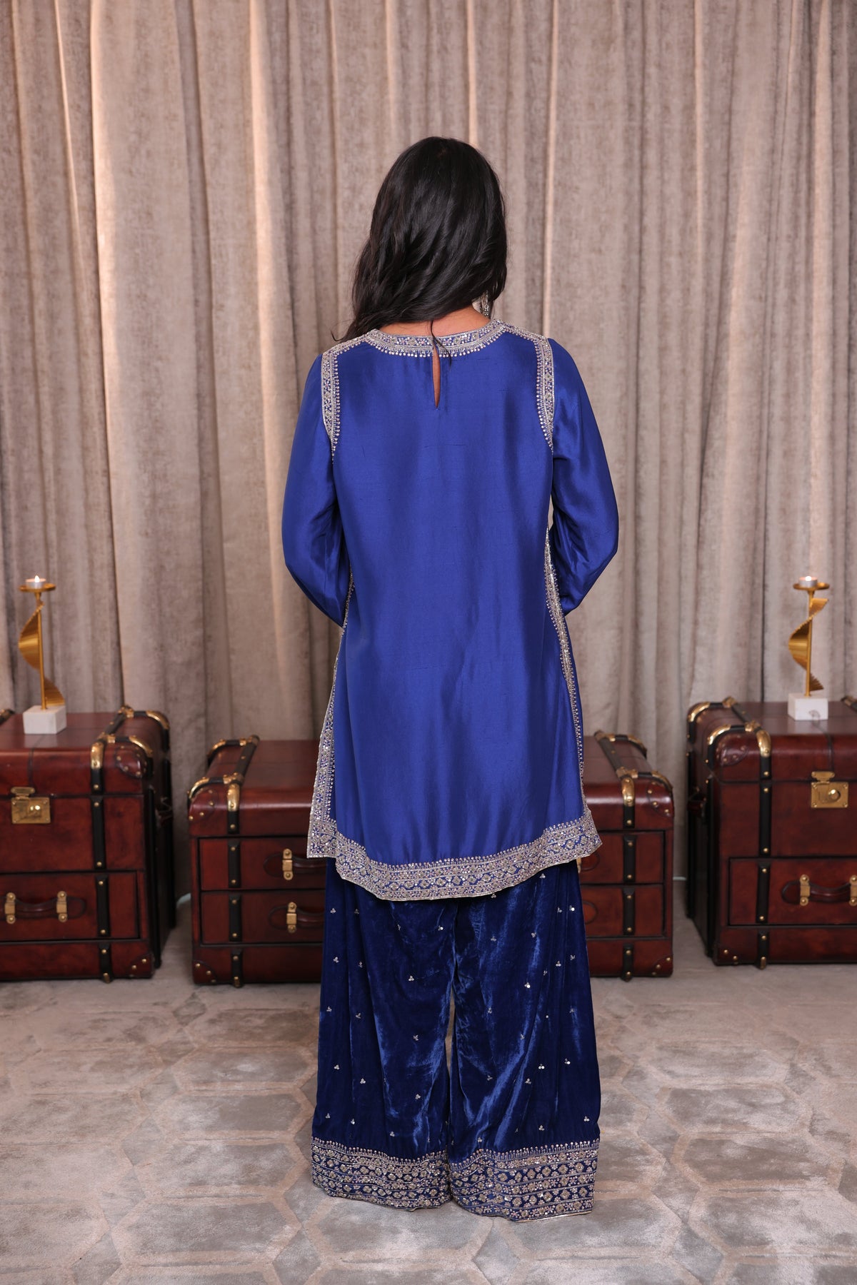 Velvet Embroidered Farshi Salwar Kurta Set