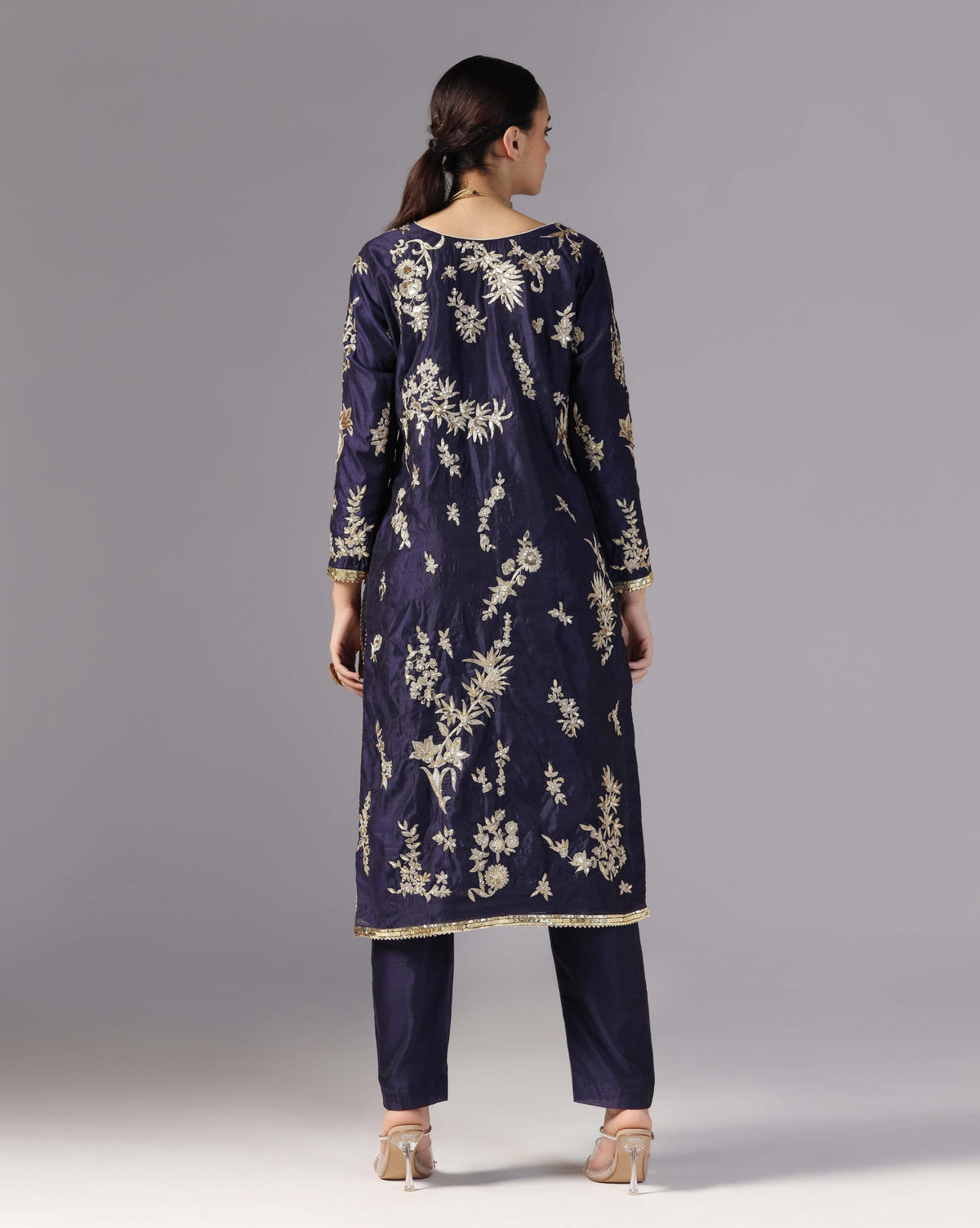 Blue Gold Zari Kurta Set