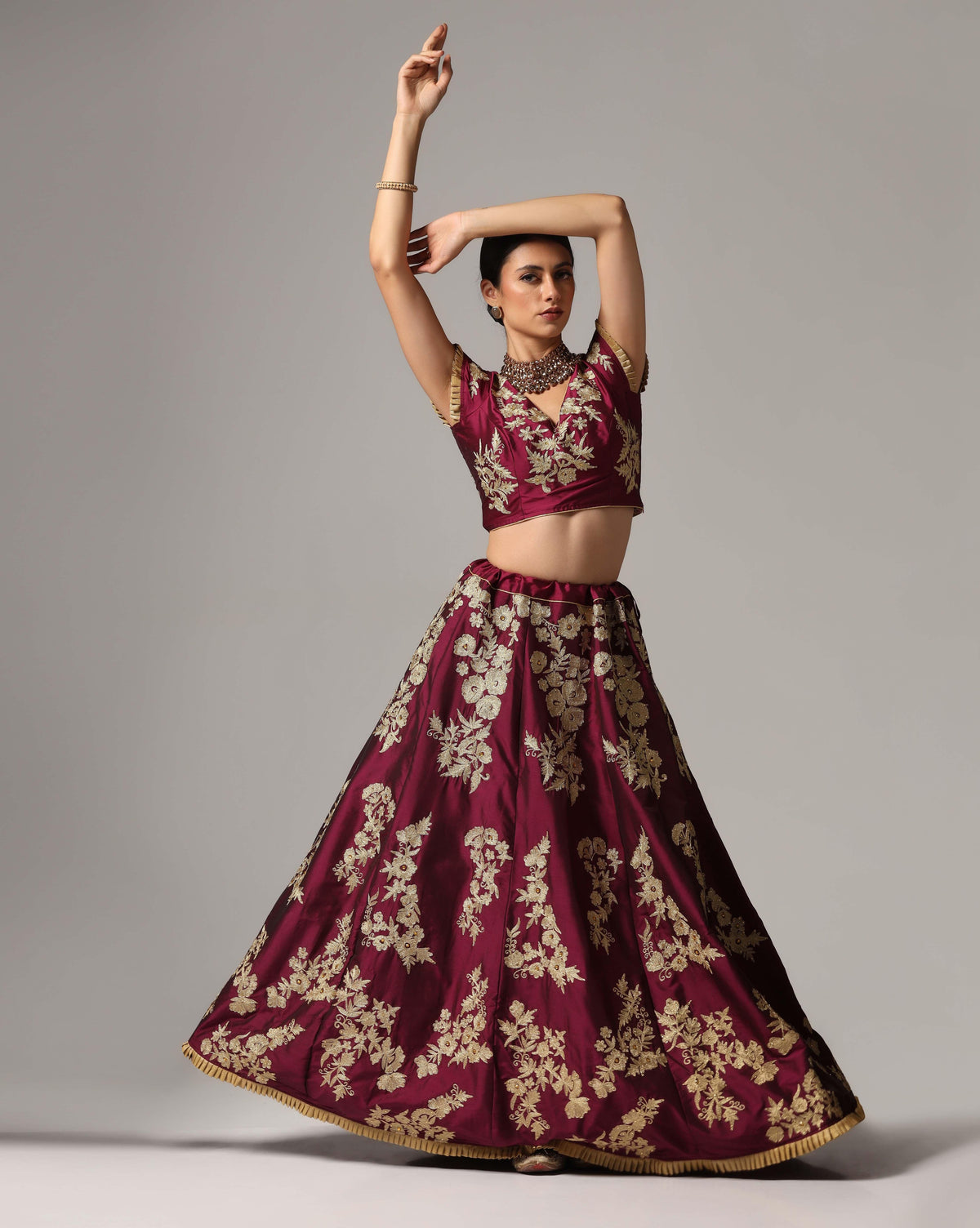 Purple Gold Zari Lehenga
