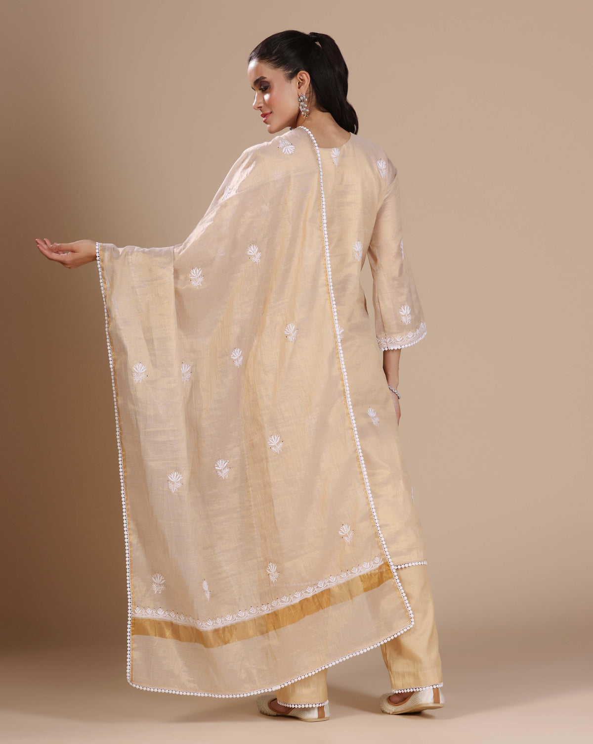 Gold Chikankari Unstitched Suit