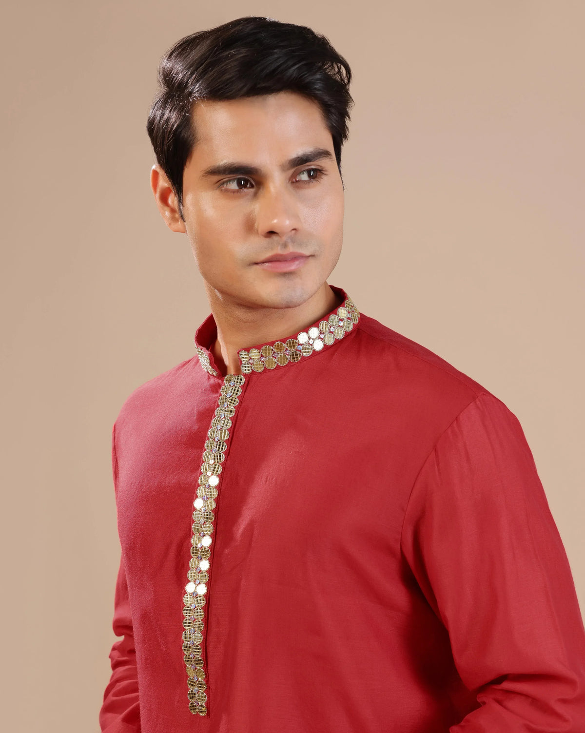 Men's Deep Red Kurta Set