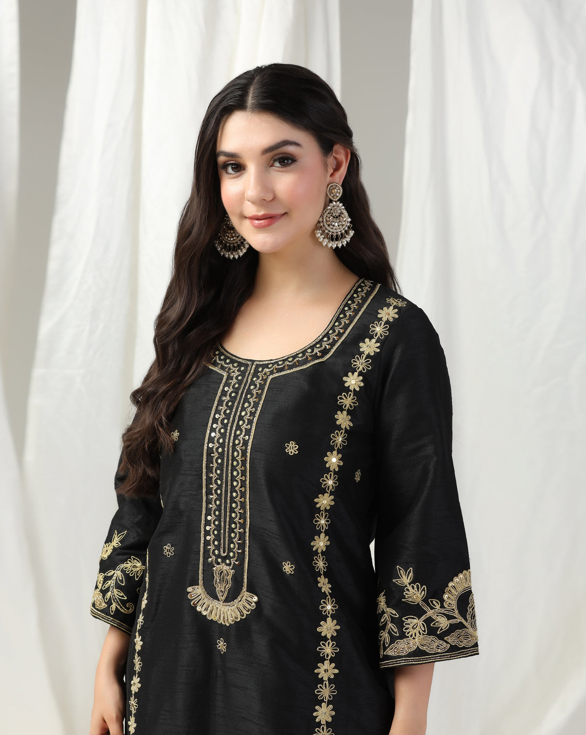 Black Dori Embroidery Kurta Set with Dupatta