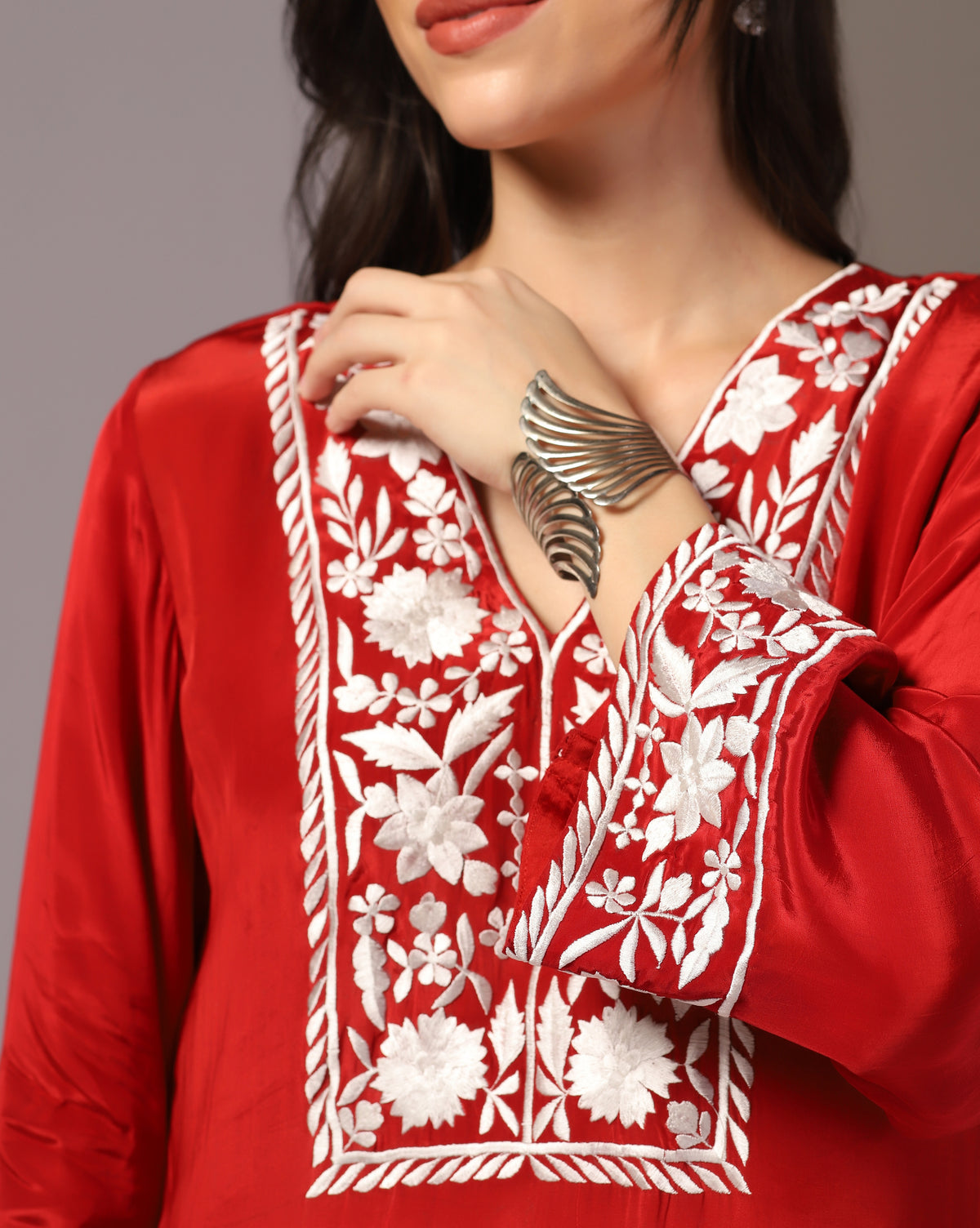 Scarlet Red Crepe Kurta Set