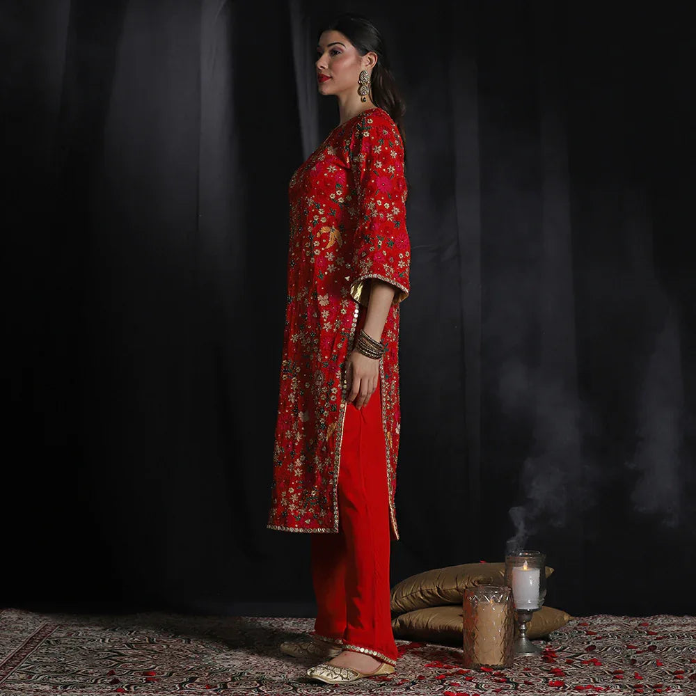 Red Embroidered Suit
