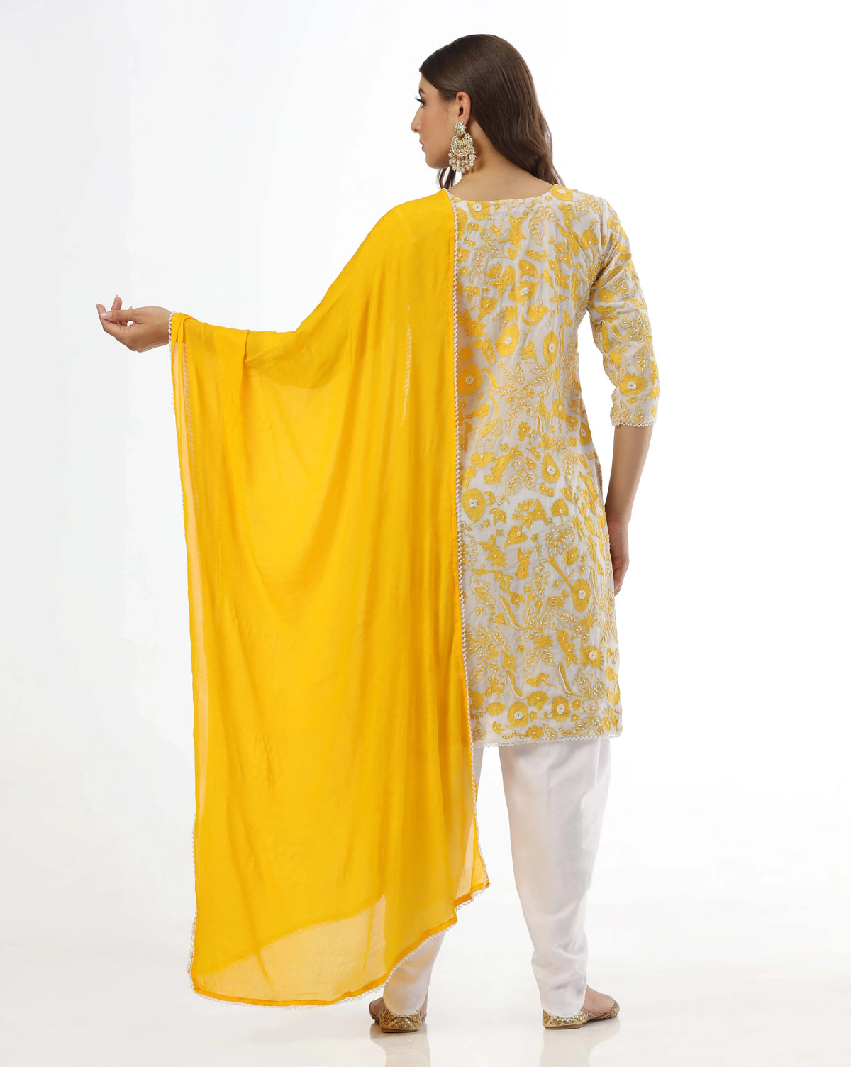 Ivory Pearl Embroidery Kurta Set