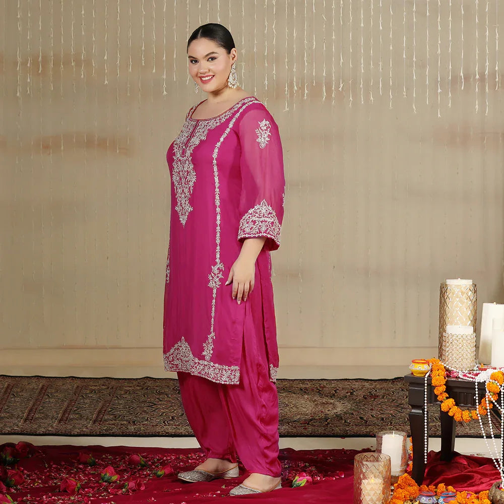Fuchsia Organza Suit