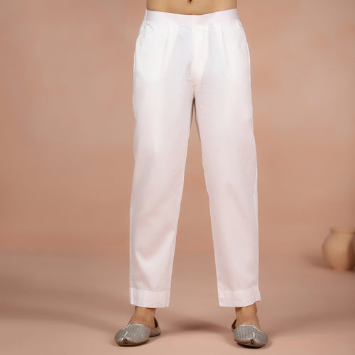 Cream Chanderi Embroidered Kurta Set