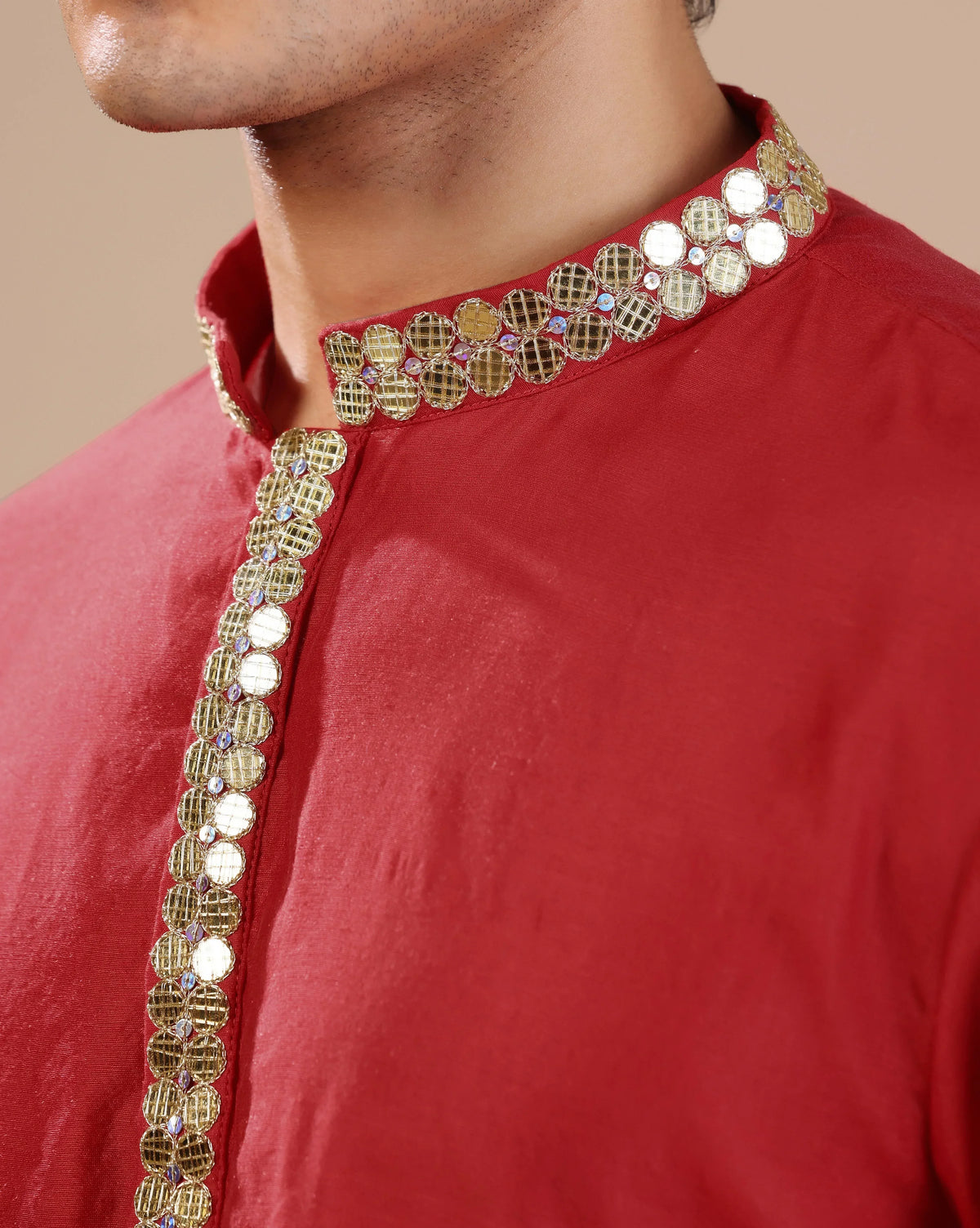 Men's Deep Red Kurta Set