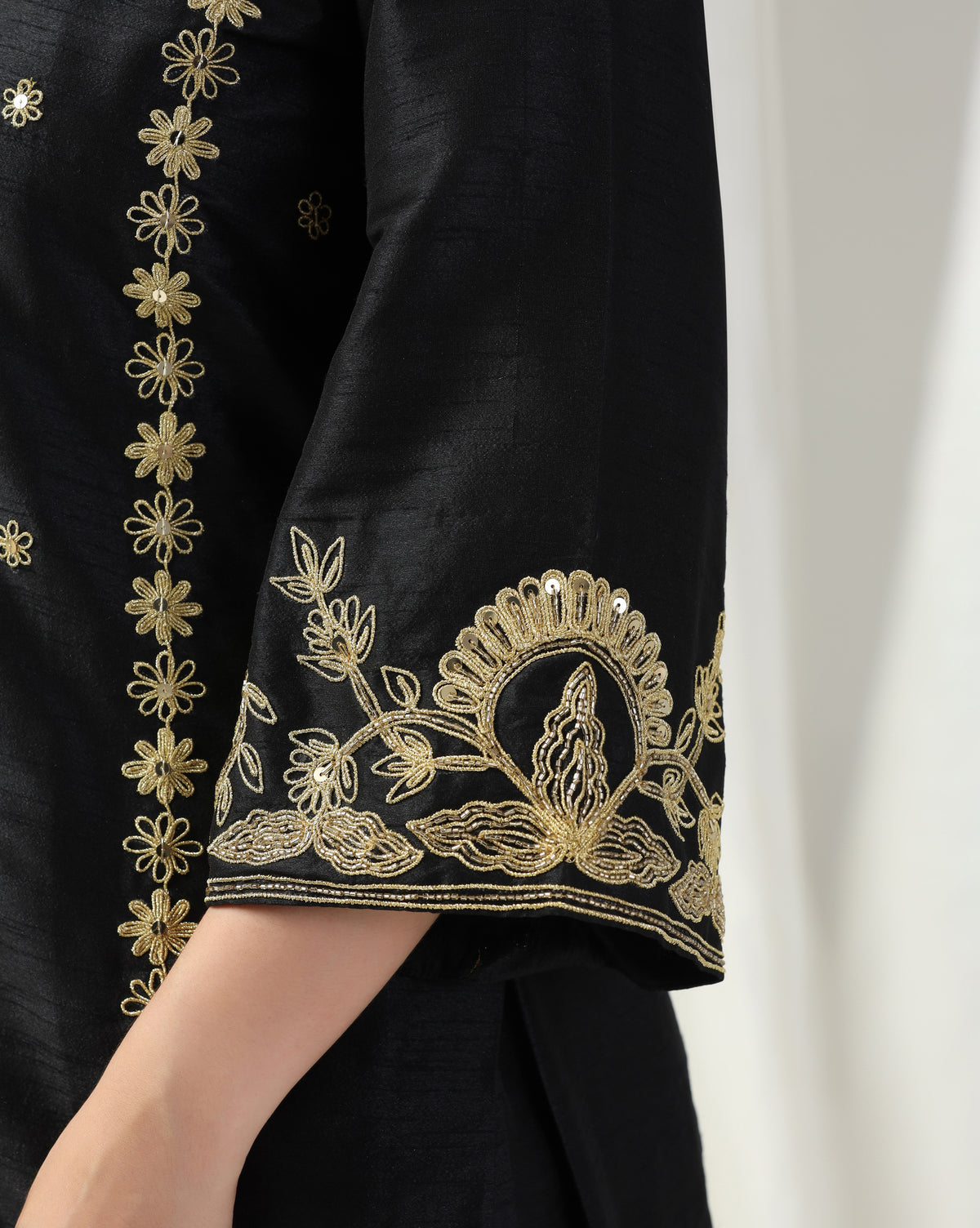 Black Dori Embroidery Kurta Set with Dupatta
