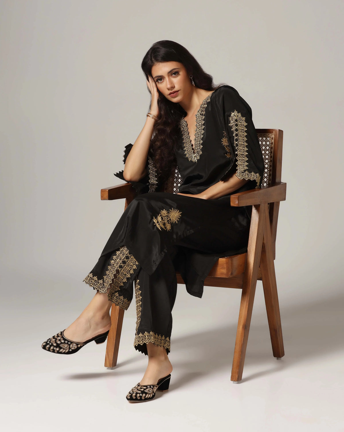 Black Gold Embroidered Set