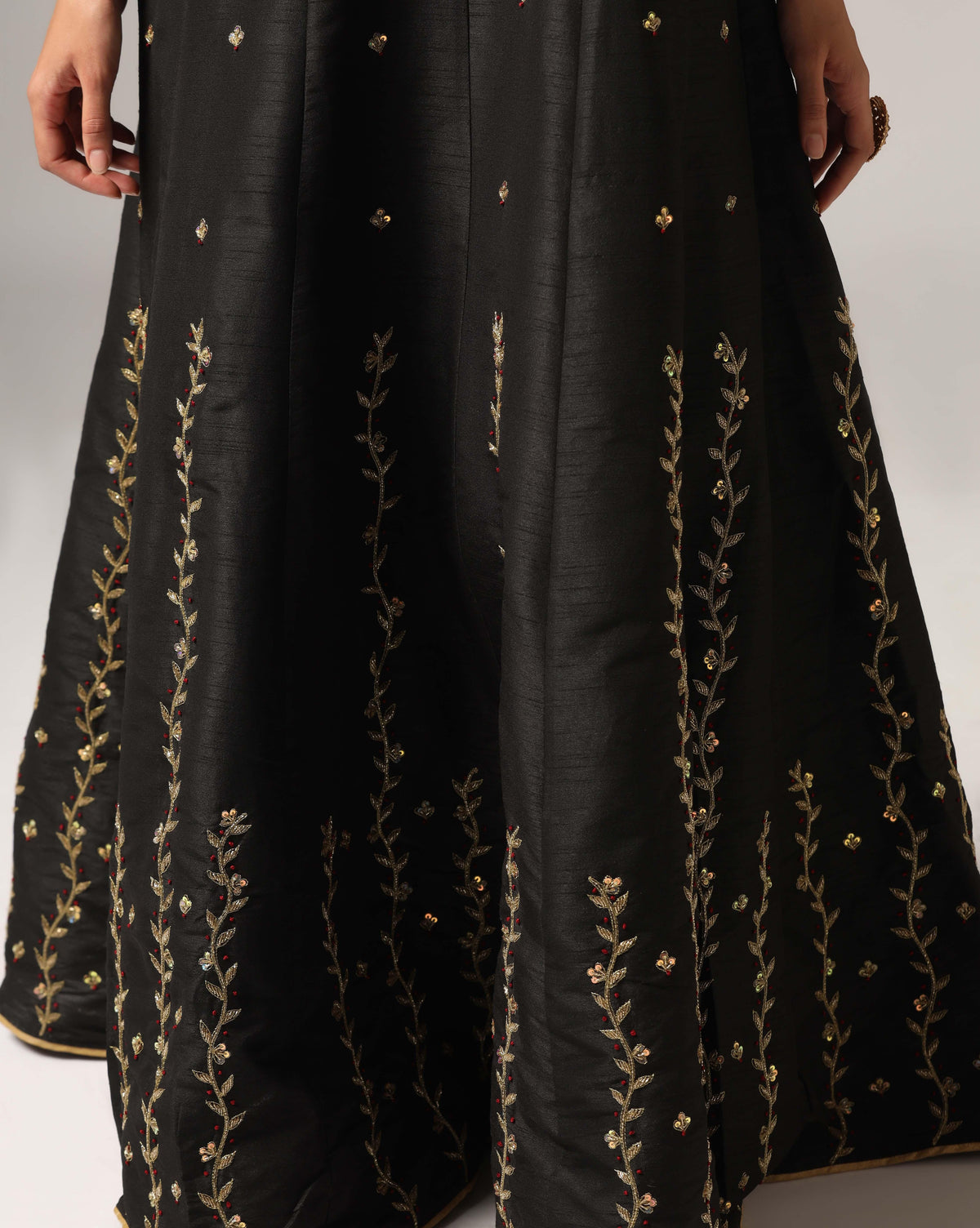 Black Embroidered Flowing Silhouette