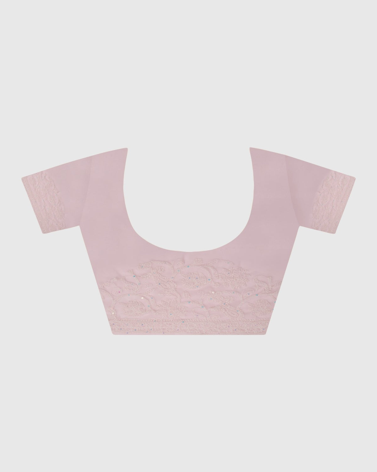 Peach Pink Georgette Chikankari Saree