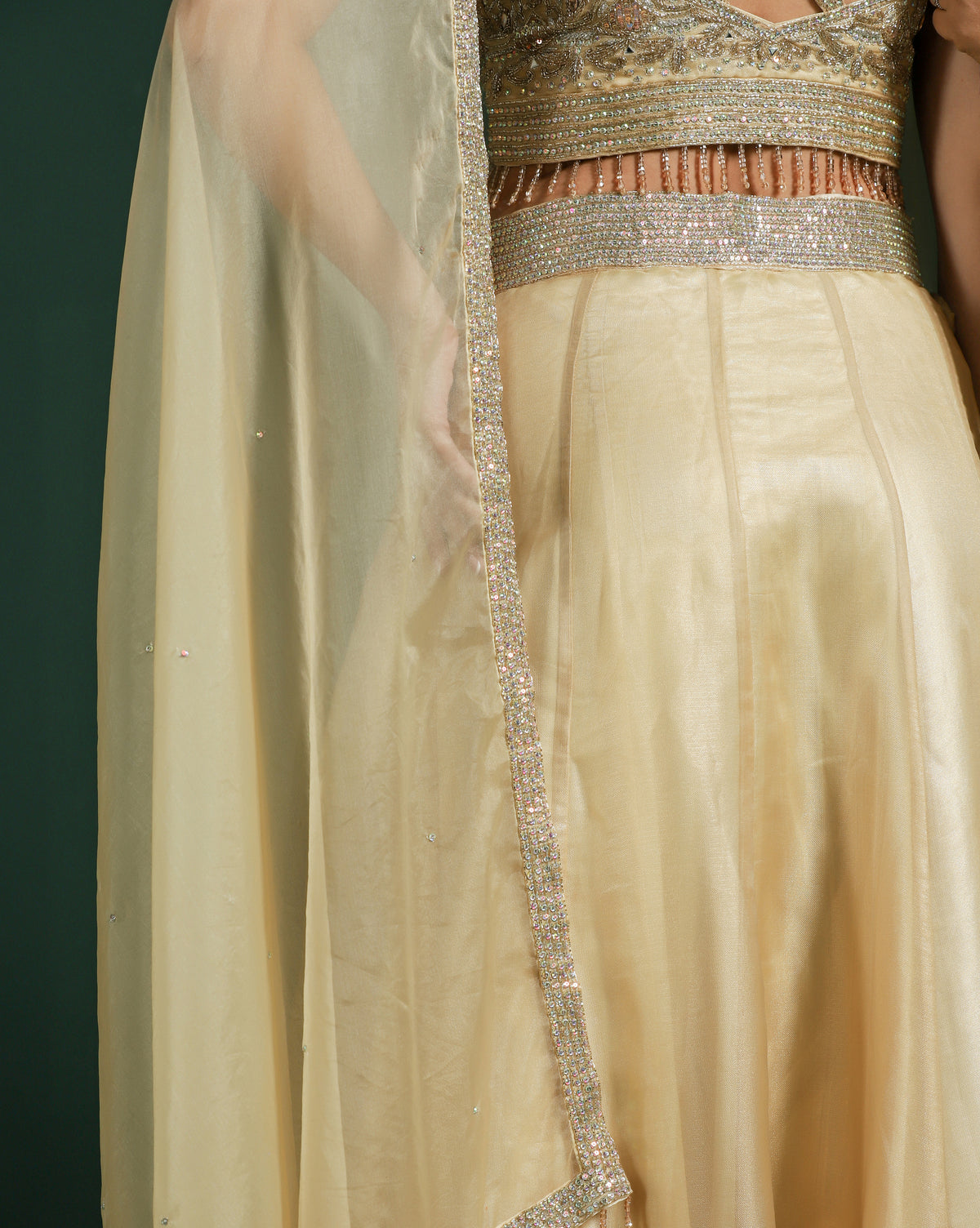 Classic Gold Silk Lehenga With Intricate Hand Embroidery