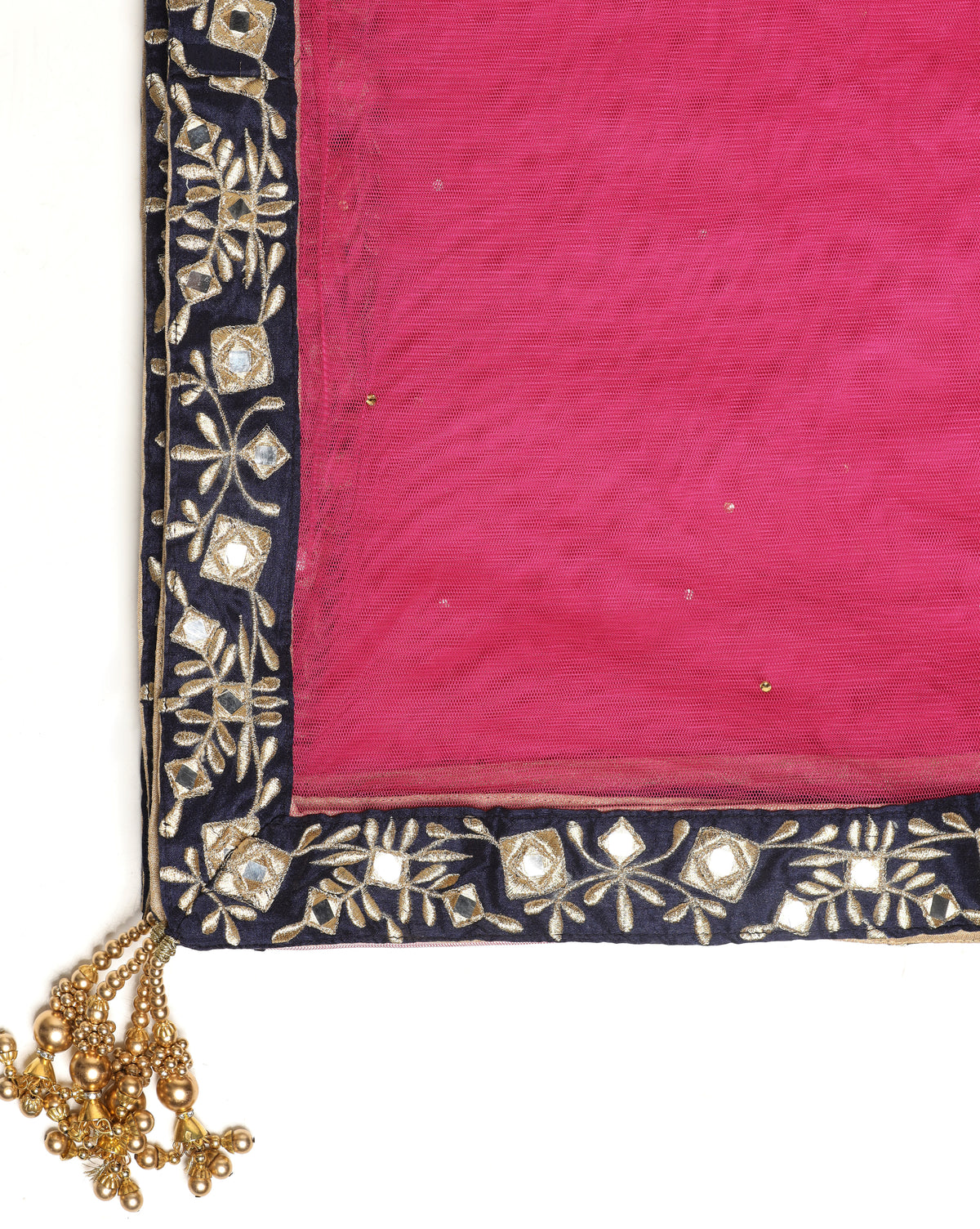 Blue Dupion Silk Suit With Blue Dupatta Zari Thread & Mirror Work.