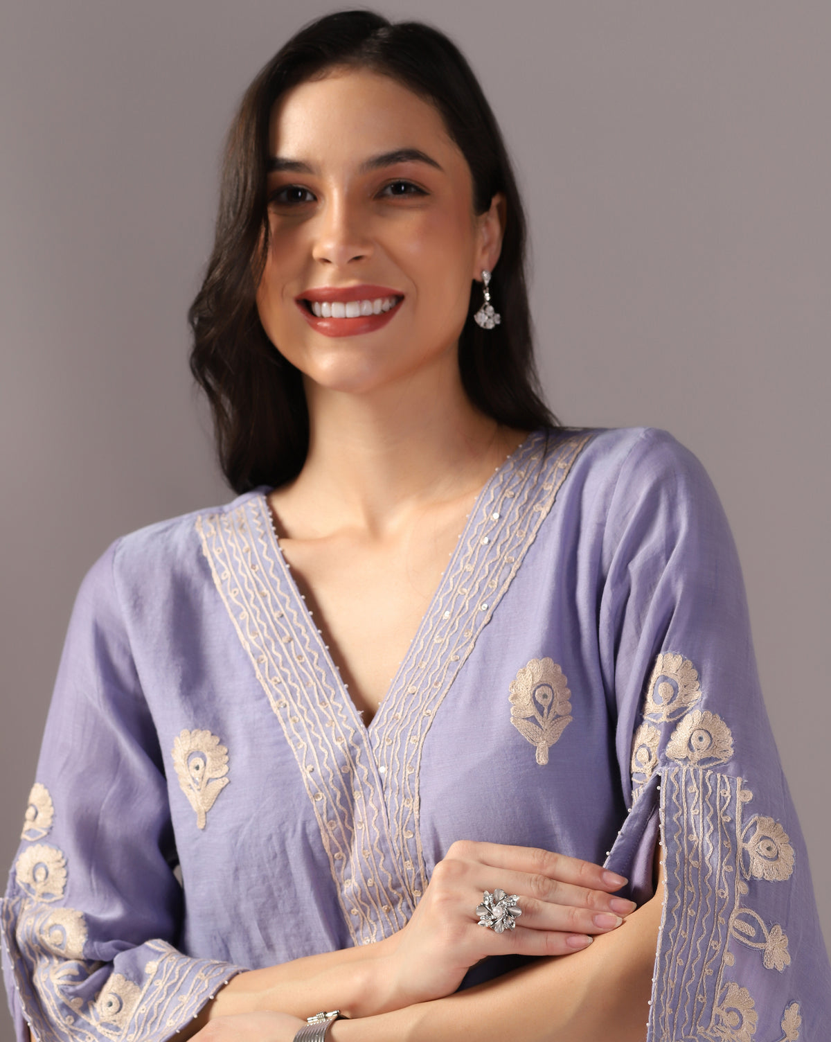 Embroidered Chanderi Kurta Pant Set
