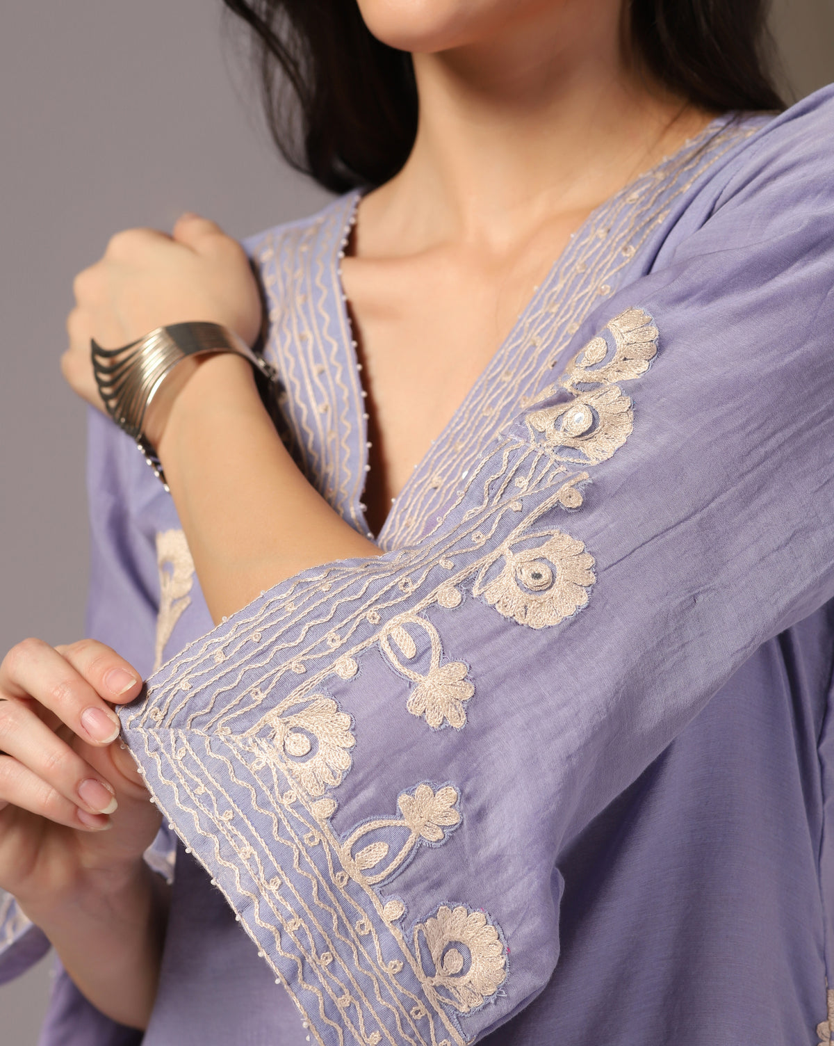 Embroidered Chanderi Kurta Pant Set