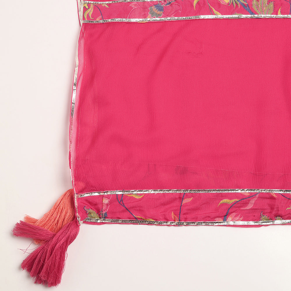 Printed Mirror Work Kurta with Sharara Set