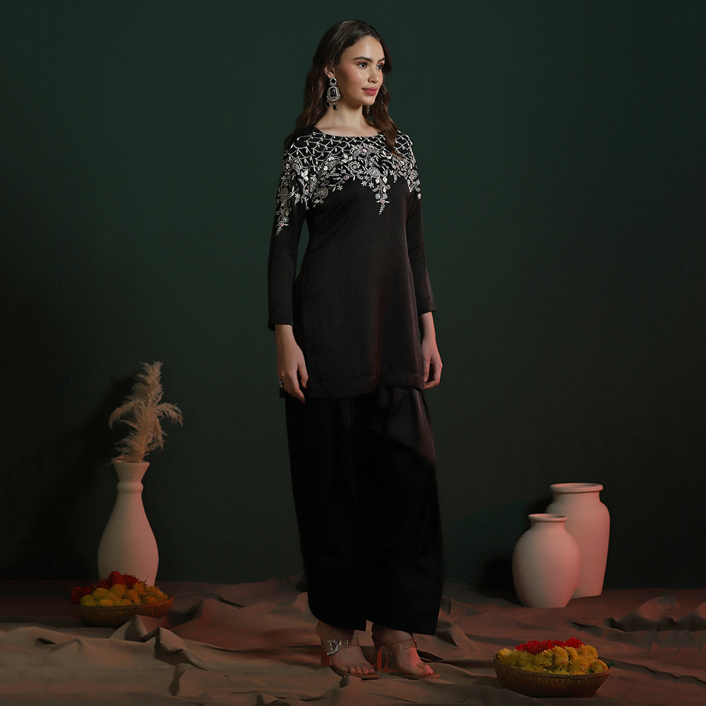 Satin Crepe Embroidered Co-ord Set