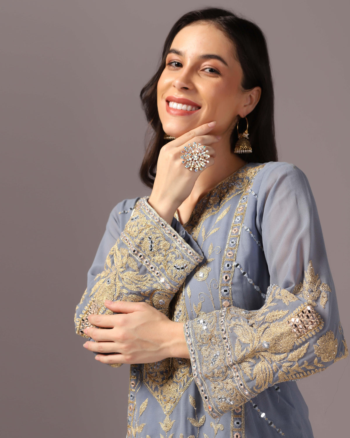 Georgette Grey Sharara Elegance