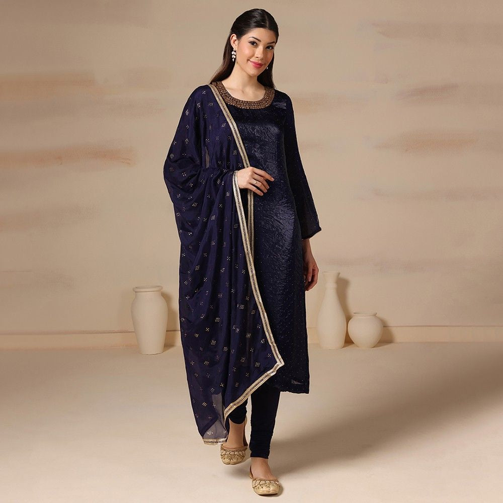 Blue Organza Kurta Set