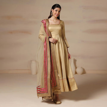 Golden Grace Georgette Anarkali with Intricate Work