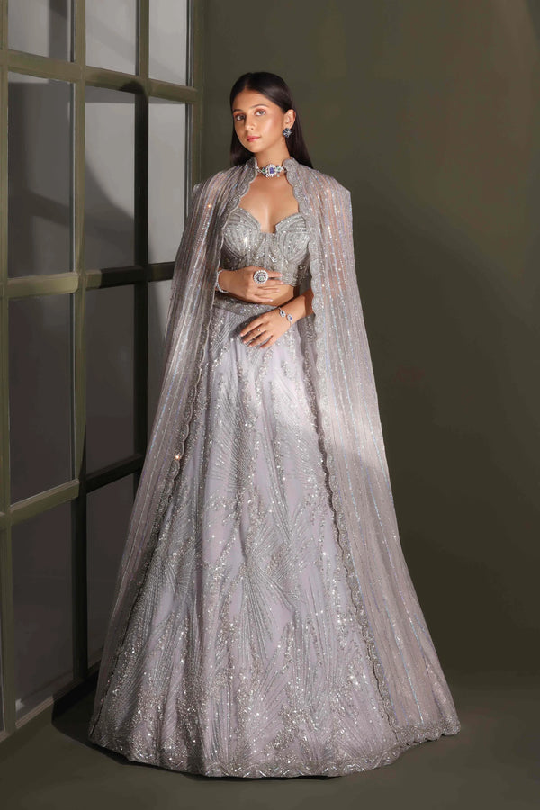 Shimmer Silver Lehenga Set