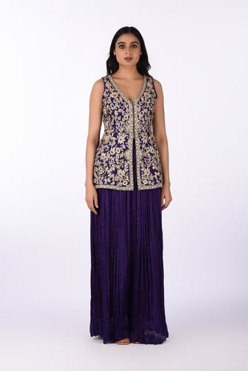 Kurti With Palazzo Pants Purple Silk Kurta Palazzo Set