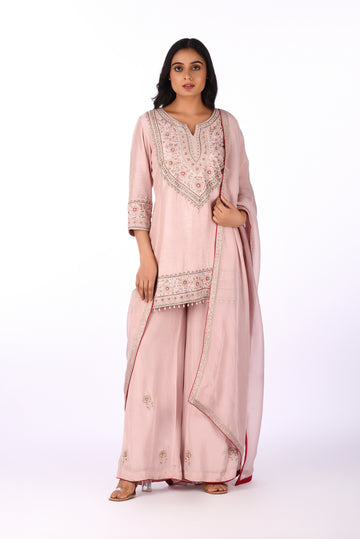 Peach Silk Kurta Palazzo Set